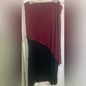 Red and Black Asymmetrical Skirt